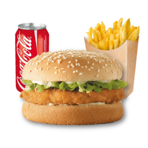 MENU HAMBURGUESA DE POLLO , PATATAS Y REFRESCO