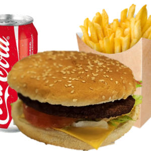 MENU HAMBURGUESA DE TERNERA , PATATAS Y REFRESCO